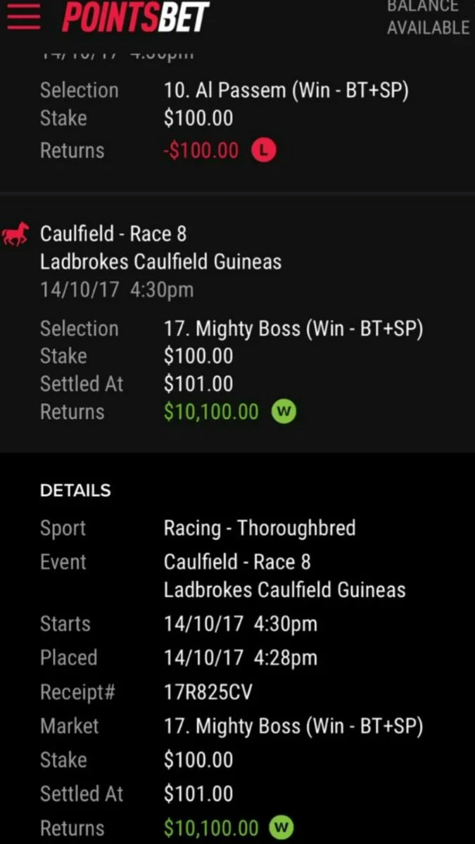 PointsBet screenshot