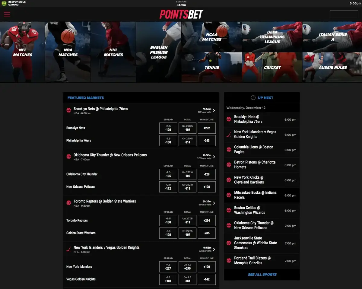 PointsBet screenshot